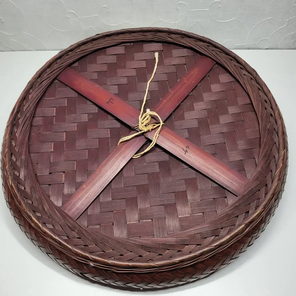 Vintage 1949 Handmade Woven Bamboo Tray 16